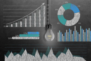 Metric charts on a chalkboard